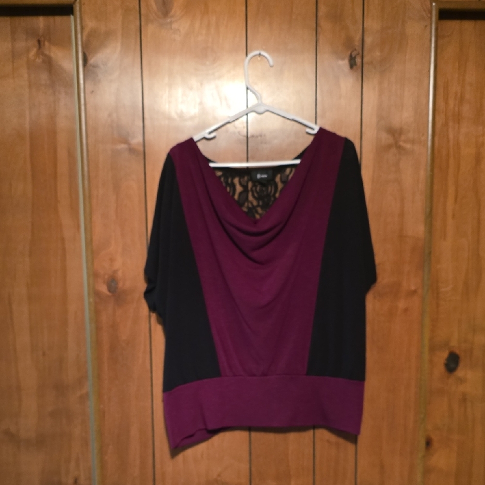 B-wear Black and Purple Drape Blouse